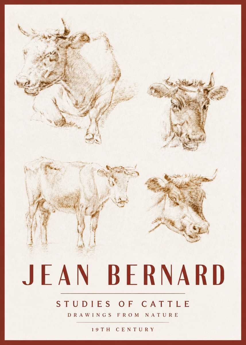 Jean Bernard Studies of Cattle II No3 - Poszter