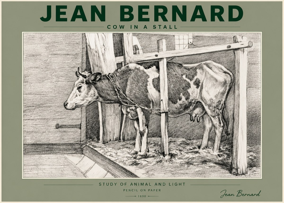 Jean Bernard Cow in a Stall No5 - Poszter
