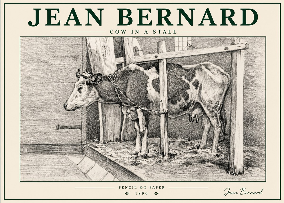 Jean Bernard Cow in a Stall No6 - Poszter