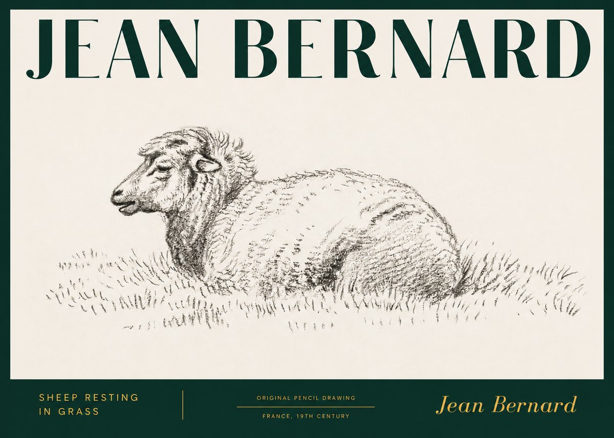Jean Bernard Sheep Resting in Grass No3 - Poszter