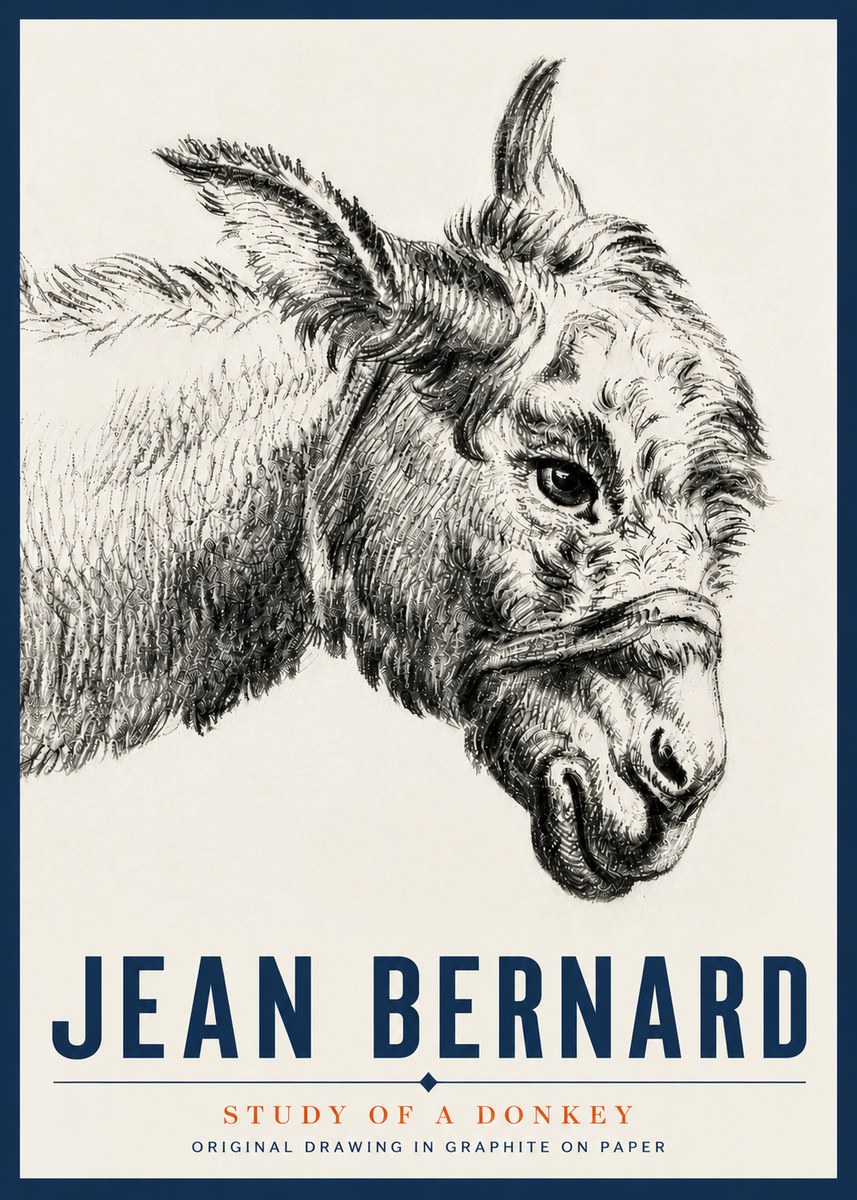 Jean Bernard Study of a Donkey I No5 - Poszter