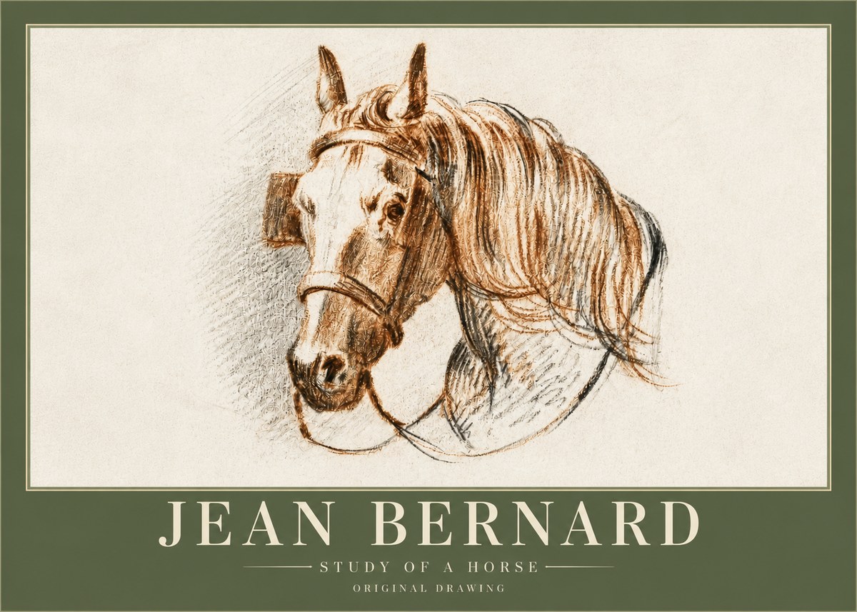 Jean Bernard Study of a Horse V No3 - Poszter
