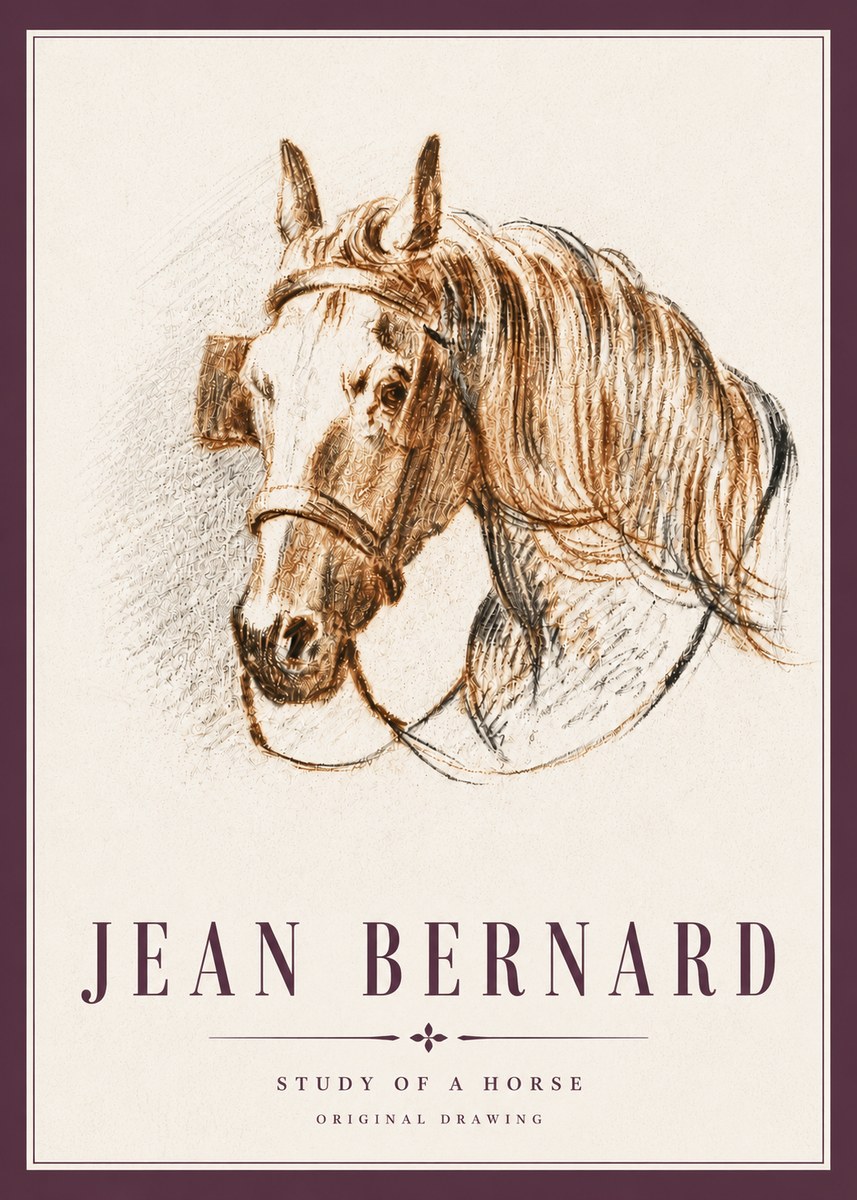 Jean Bernard Study of a Horse V No5 - Poszter