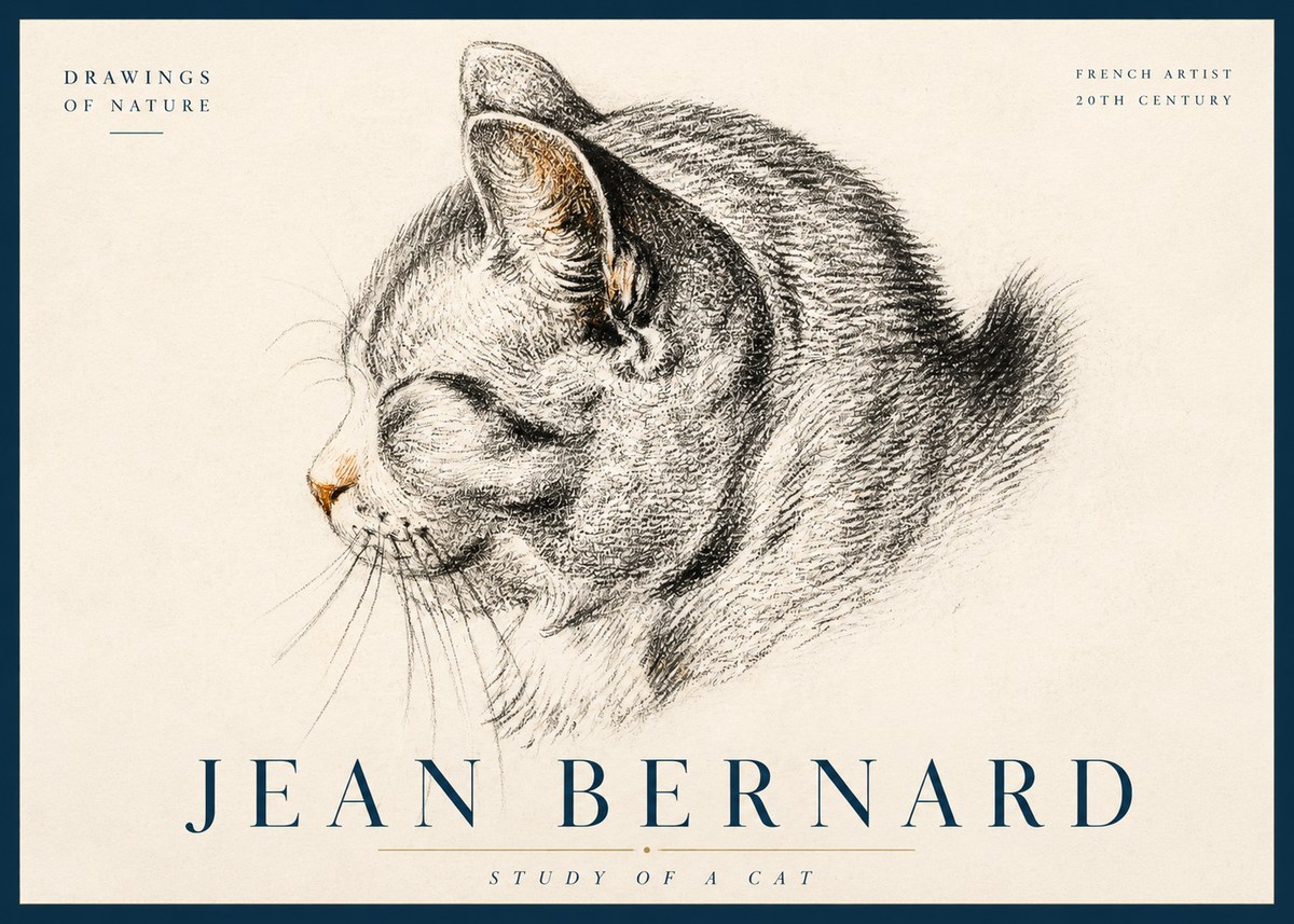 Jean Bernard Study of a Cat I No3 - Poszter