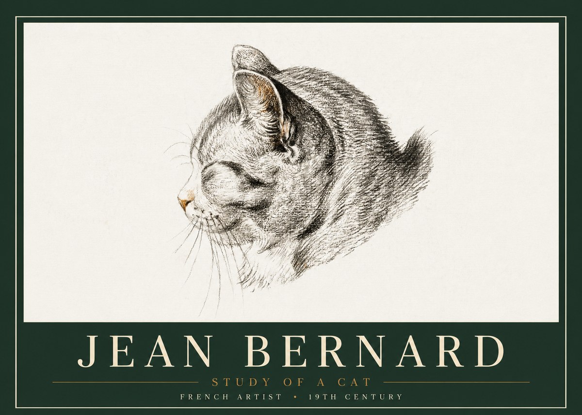 Jean Bernard Study of a Cat I No4 - Poszter