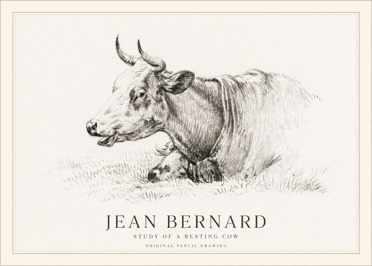 Jean Bernard Study of a Resting Cow IV No1 - Poszter