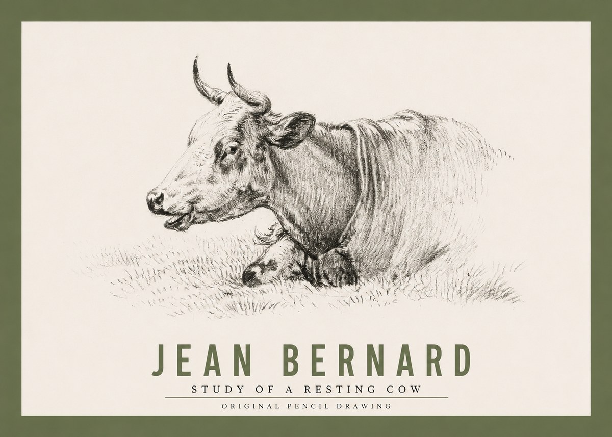 Jean Bernard Study of a Resting Cow IV No2 - Poszter
