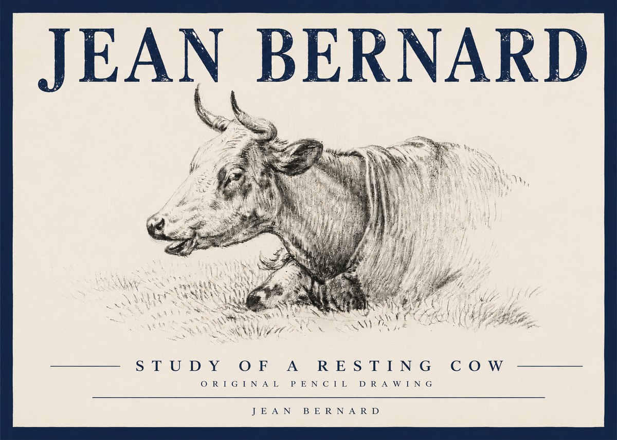 Jean Bernard Study of a Resting Cow IV No4 - Poszter