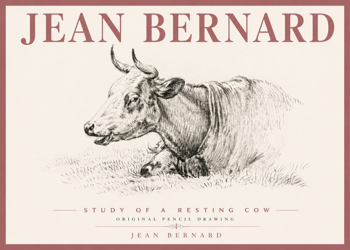 Jean Bernard Study of a Resting Cow IV No6 - Poszter