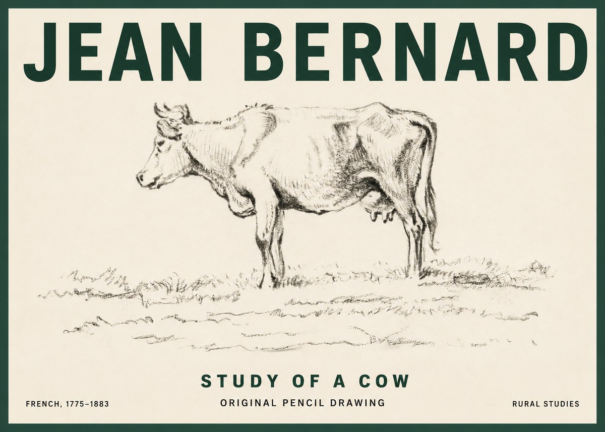 Jean Bernard Study of a Cow III No3 - Poszter