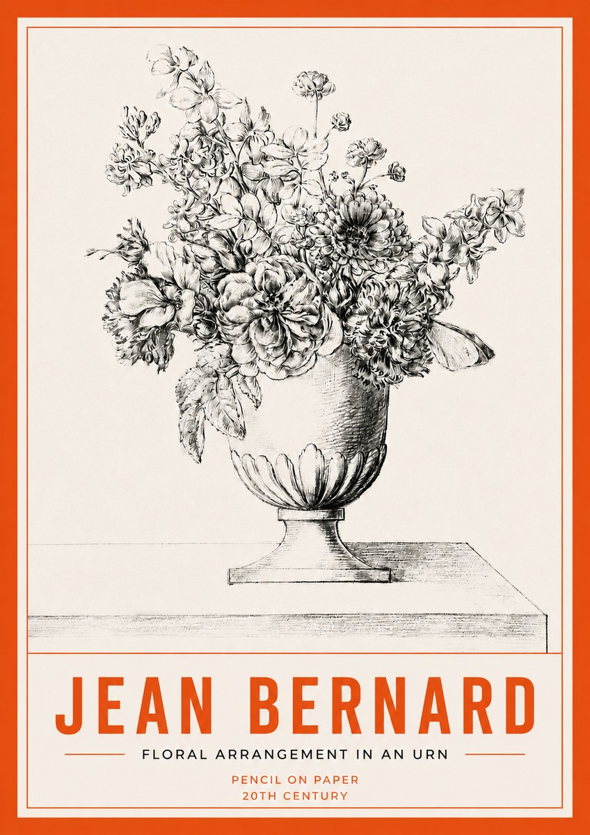 Jean Bernard Floral Arrangement in an Urn No3 - Poszter