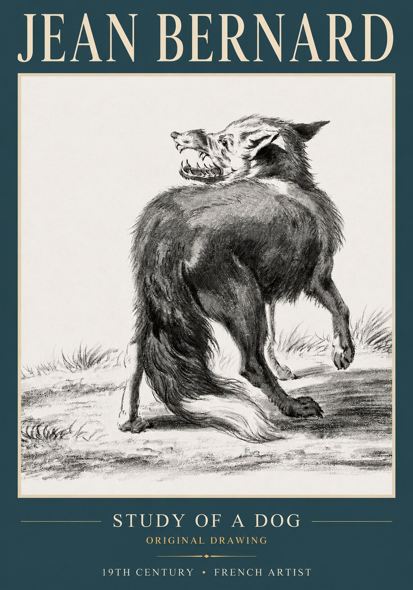 Jean Bernard Study of a Dog II No3 - Poszter