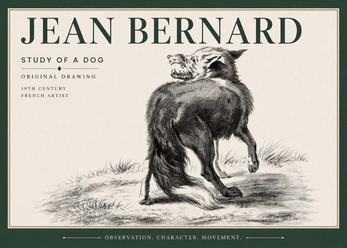 Jean Bernard Study of a Dog II No6 - Poszter