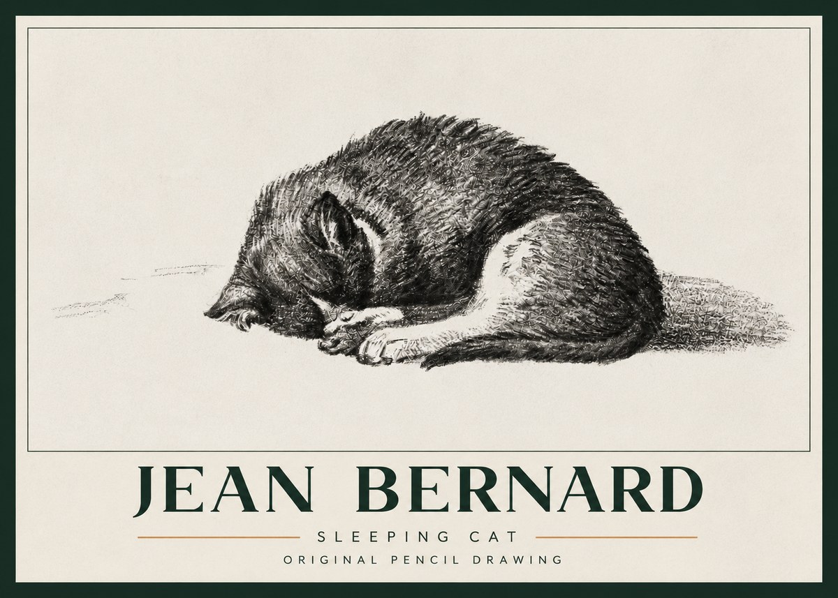 Jean Bernard Sleeping Cat III No3 - Poszter