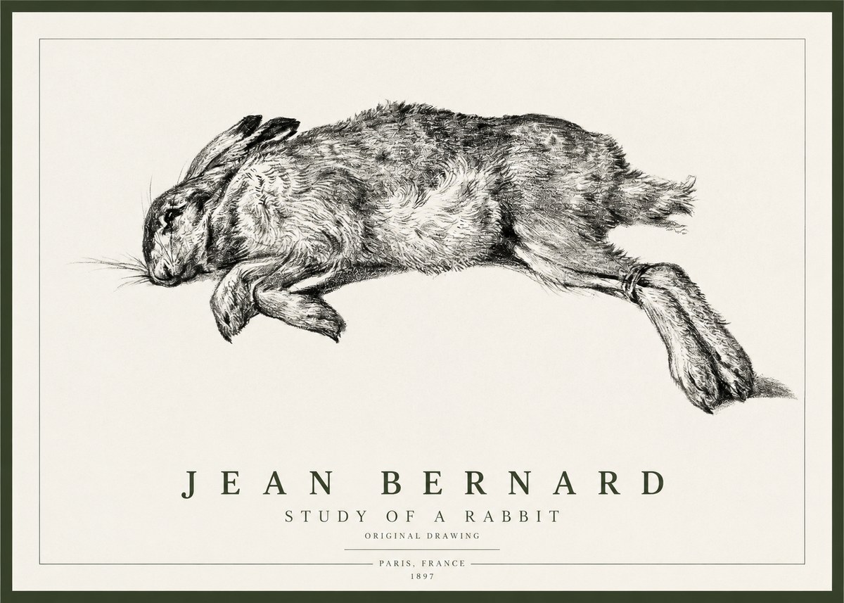 Jean Bernard Study of a Rabbit No1 - Poszter