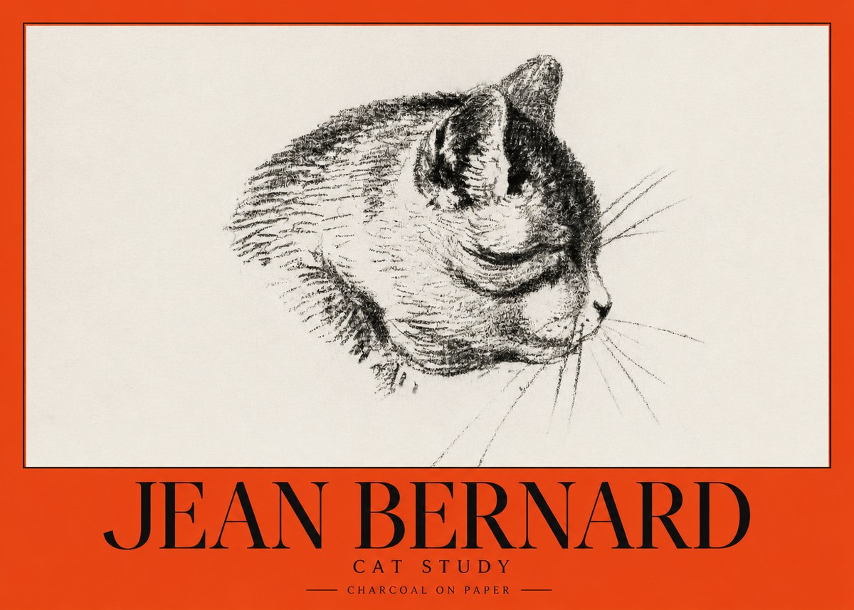Jean Bernard Cat Study IV No3 - Poszter