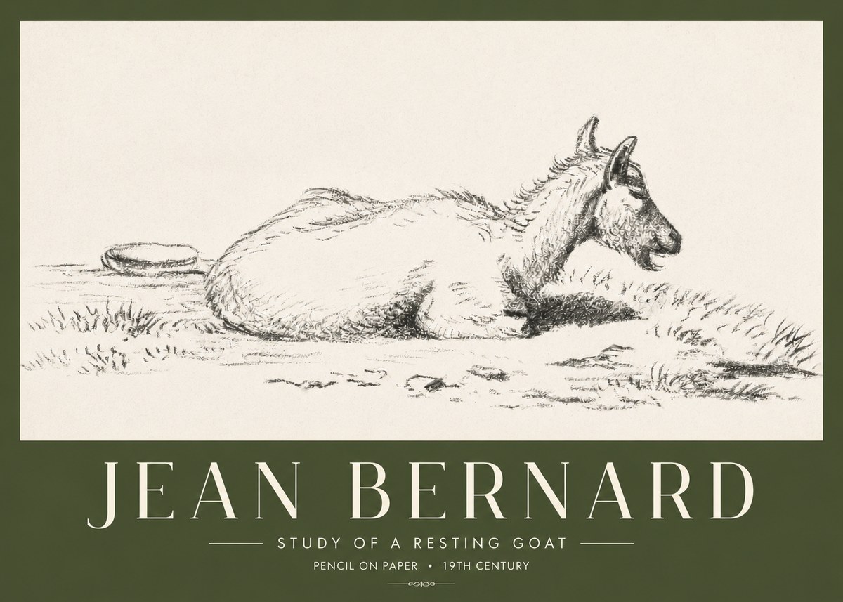 Jean Bernard Study of a Resting Goat No4 - Poszter