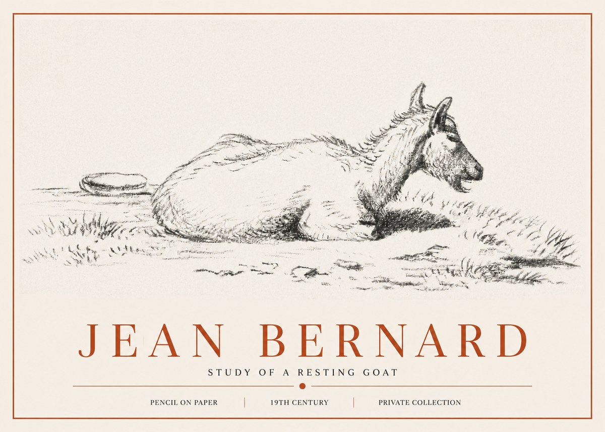 Jean Bernard Study of a Resting Goat No6 - Poszter