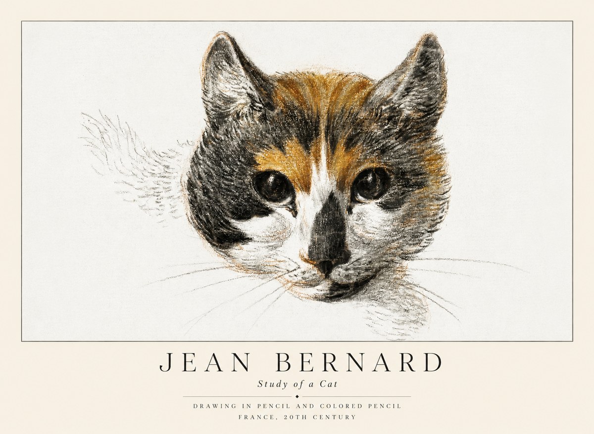 Jean Bernard Study of a Cat II No1 - Poszter