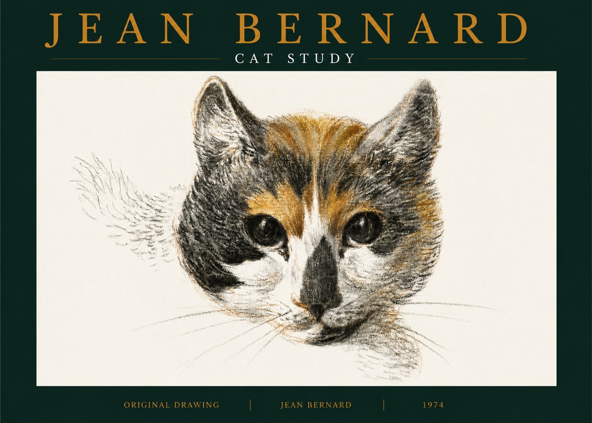 Jean Bernard Study of a Cat II No5 - Poszter