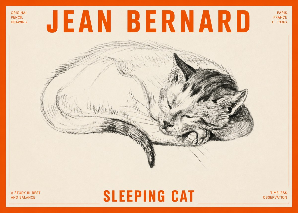 Jean Bernard Sleeping Cat IV No2 - Poszter