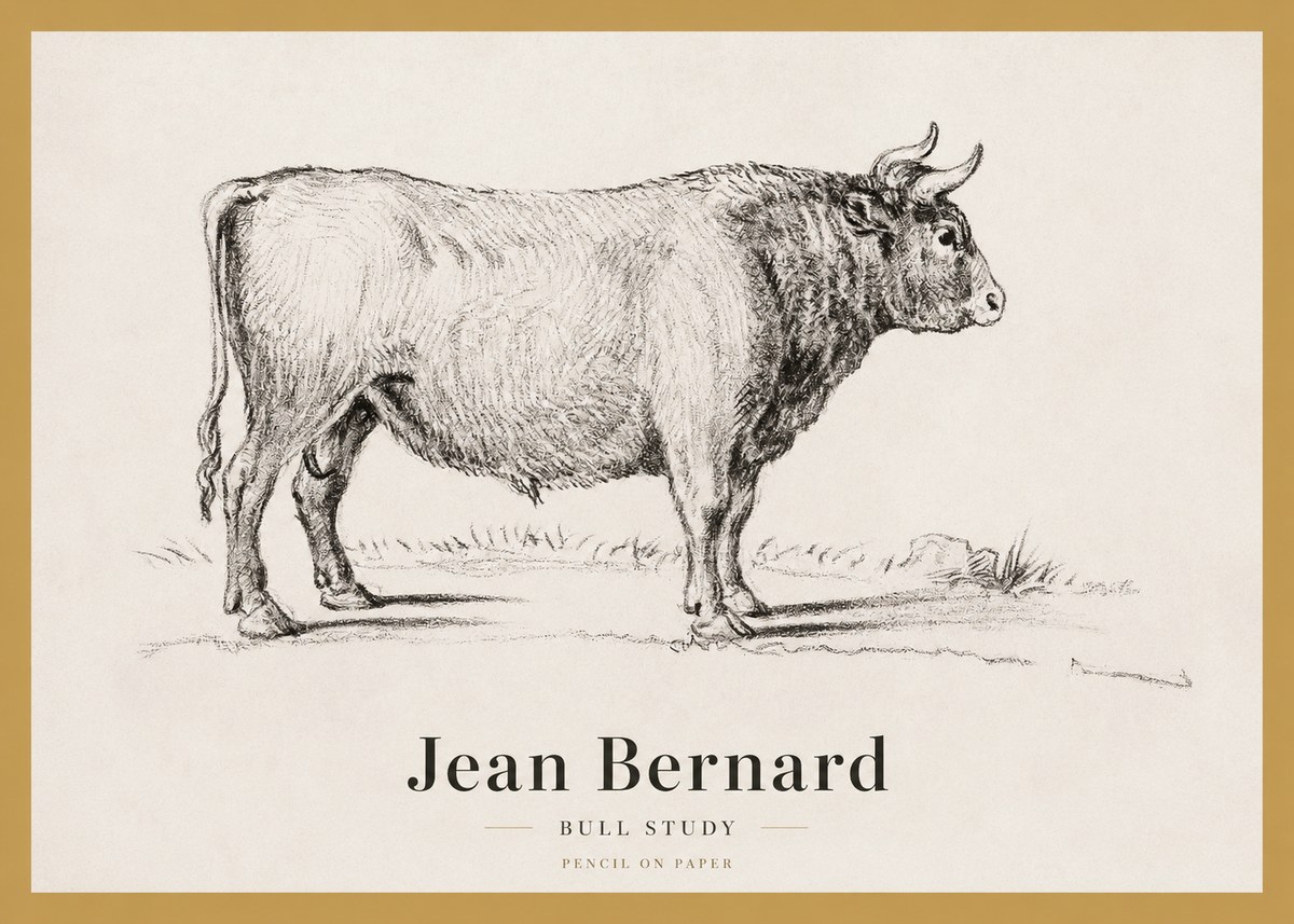 Jean Bernard Study of a Bull I No4 - Poszter