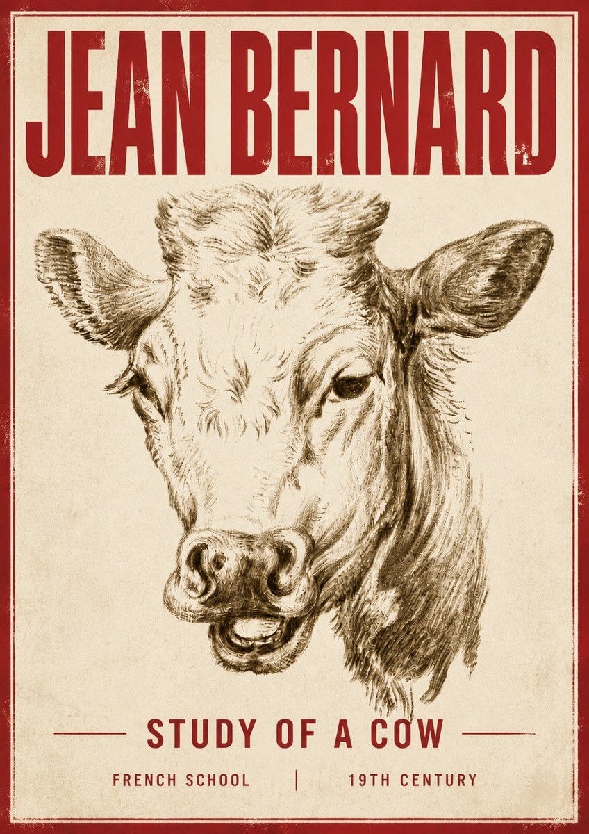 Jean Bernard Study of a Cow IV No5 - Poszter