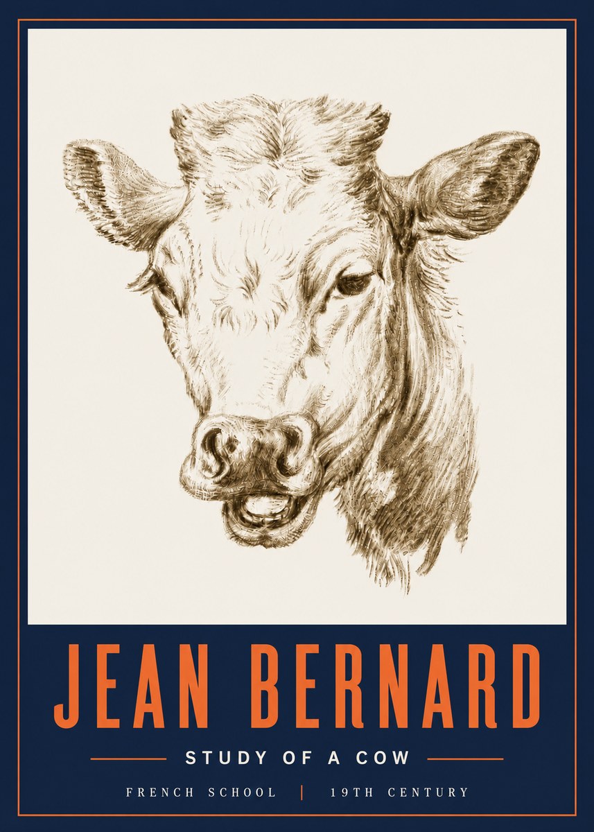 Jean Bernard Study of a Cow IV No6 - Poszter