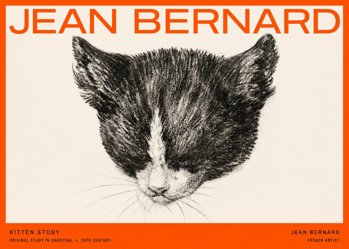 Jean Bernard Cat Study V No5 - Poszter