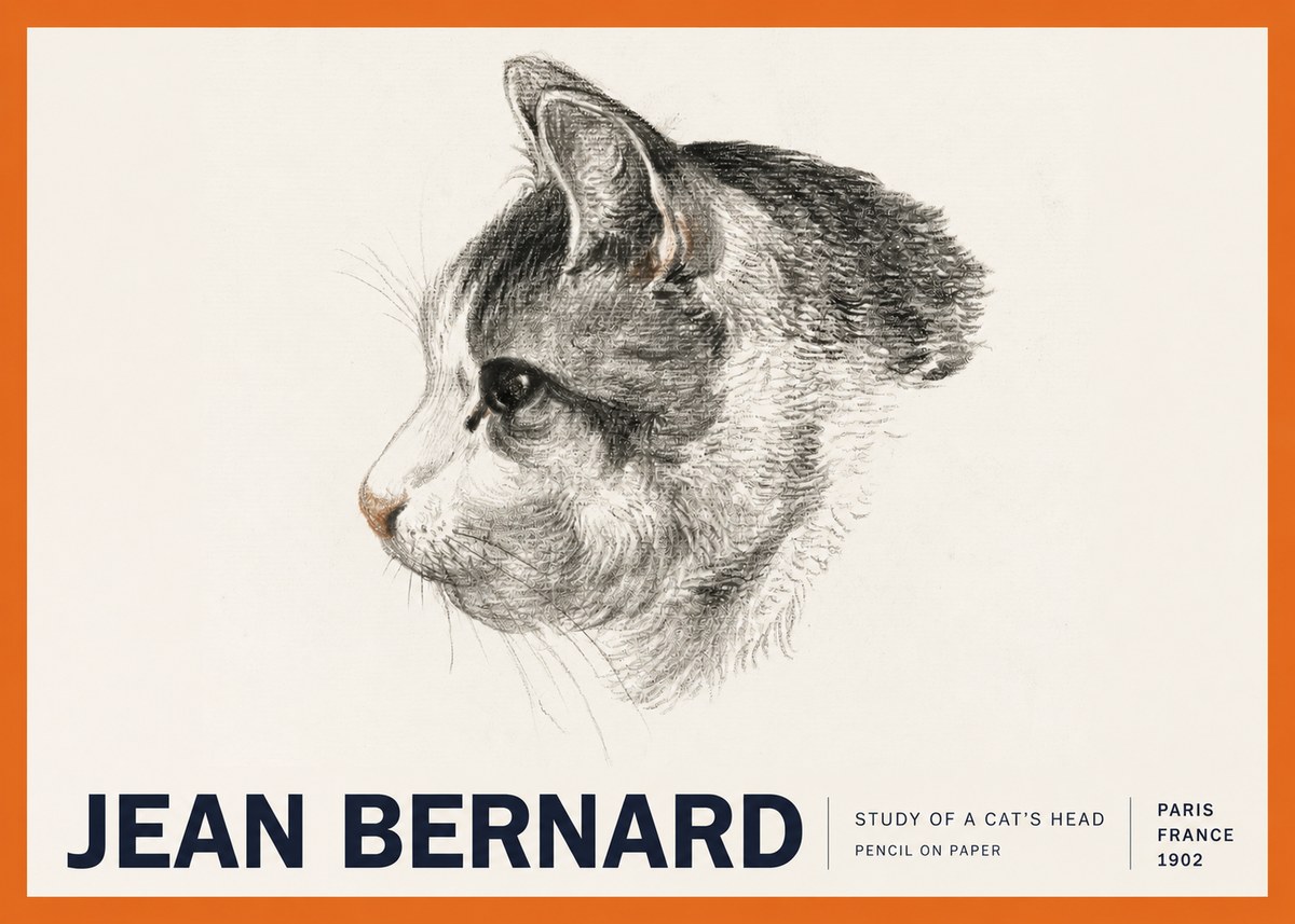 Jean Bernard Cat Study, Profile No6 - Poszter