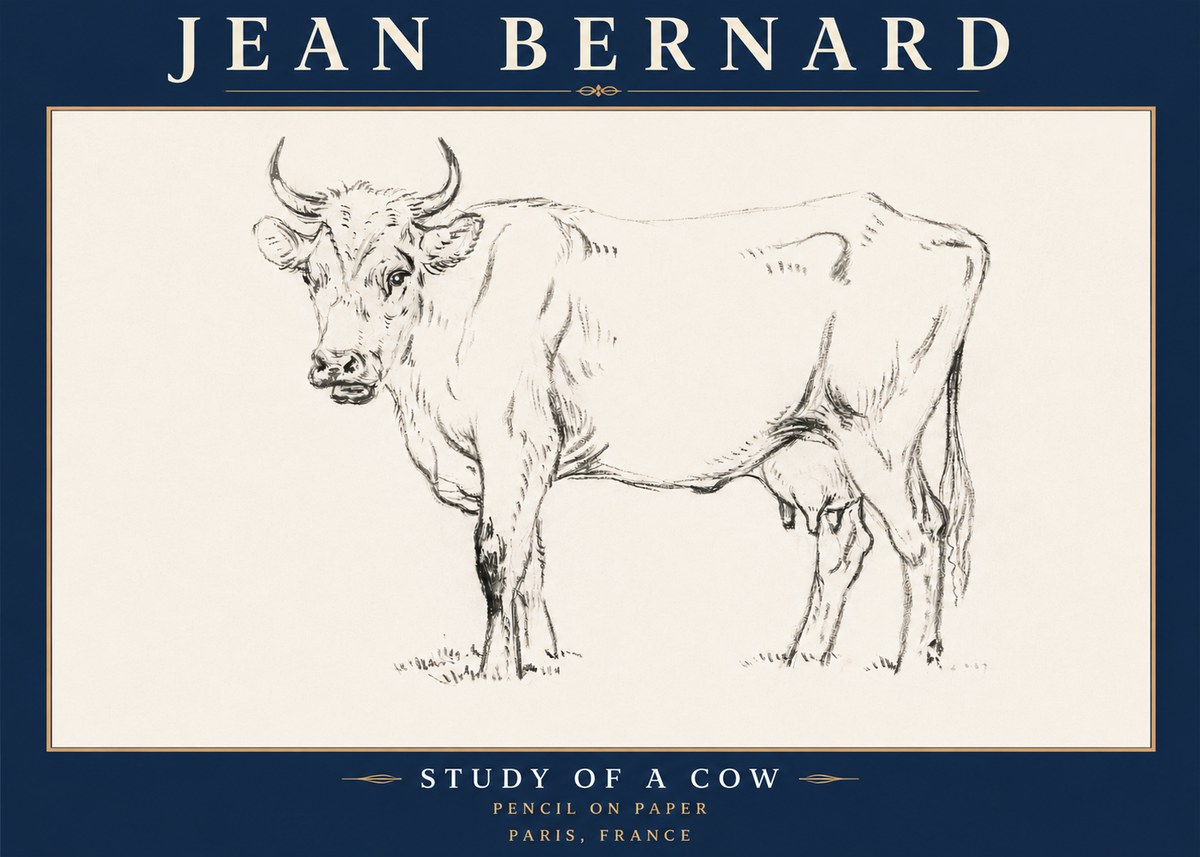 Jean Bernard Study of a Cow VI No6 - Poszter