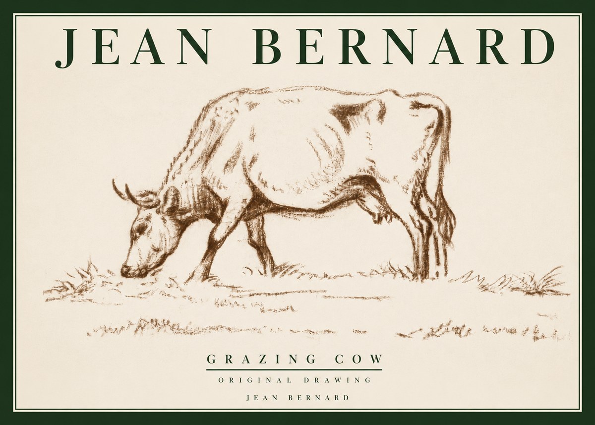 Jean Bernard Grazing Cow II No3 - Poszter
