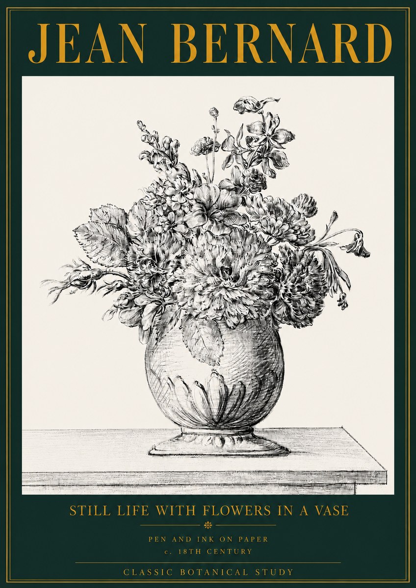 Jean Bernard Floral Composition in a Vase No4 - Poszter