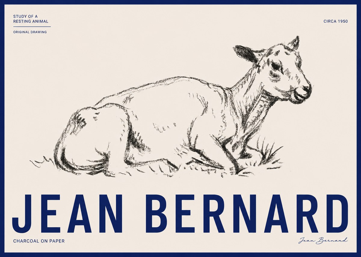 Jean Bernard Study of a Resting Animal No3 - Poszter