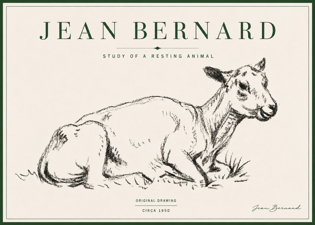 Jean Bernard Study of a Resting Animal No4 - Poszter