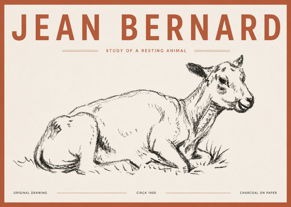 Jean Bernard Study of a Resting Animal No5 - Poszter