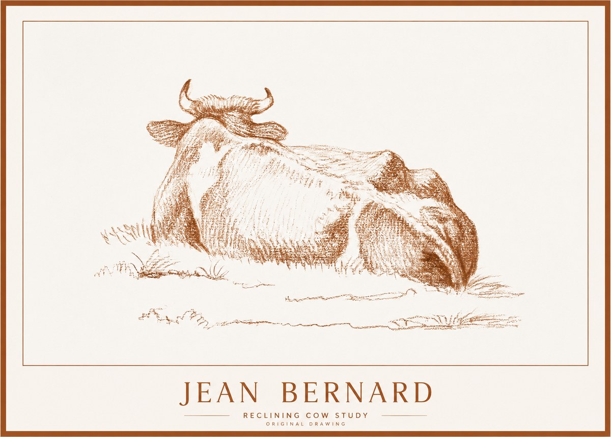 Jean Bernard Reclining Cow Study No1 - Poszter