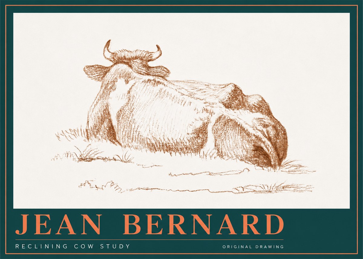 Jean Bernard Reclining Cow Study No2 - Poszter