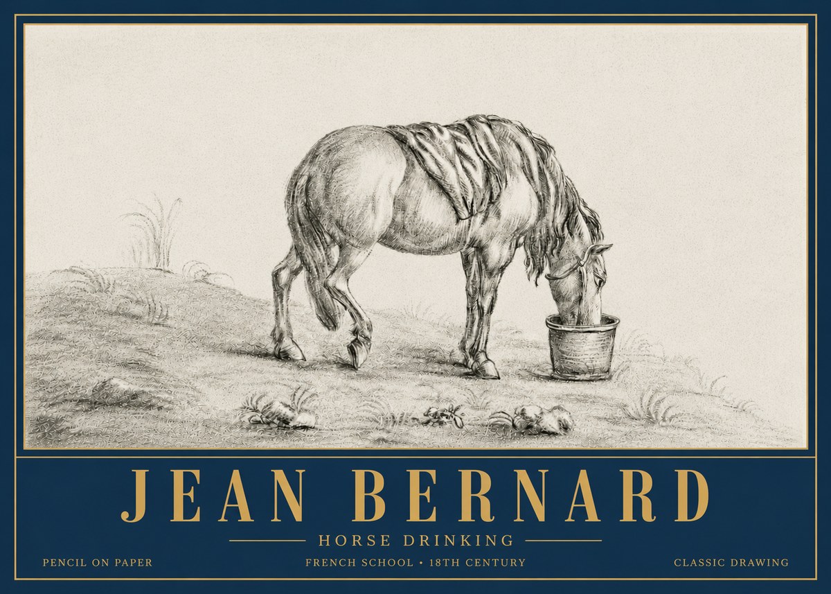 Jean Bernard Horse Drinking No6 - Poszter