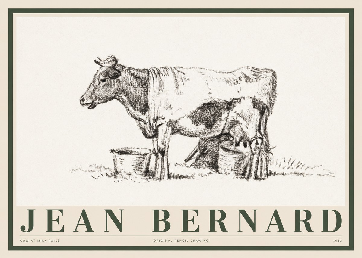 Jean Bernard Cow at Milk Pails No1 - Poszter