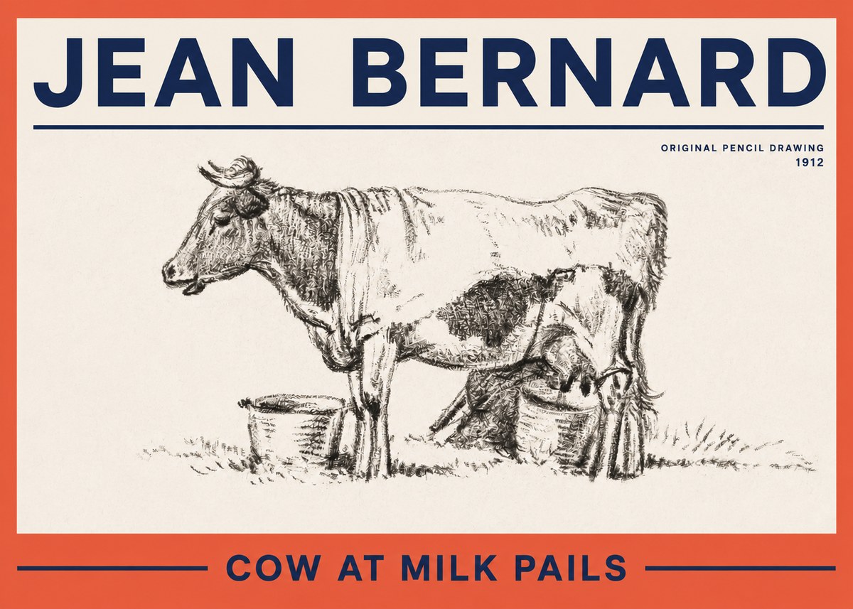 Jean Bernard Cow at Milk Pails No2 - Poszter
