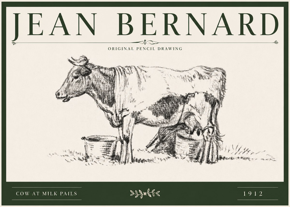 Jean Bernard Cow at Milk Pails No3 - Poszter