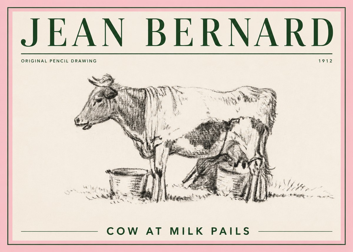 Jean Bernard Cow at Milk Pails No4 - Poszter