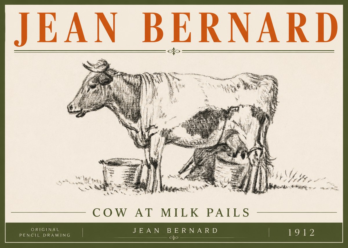 Jean Bernard Cow at Milk Pails No6 - Poszter