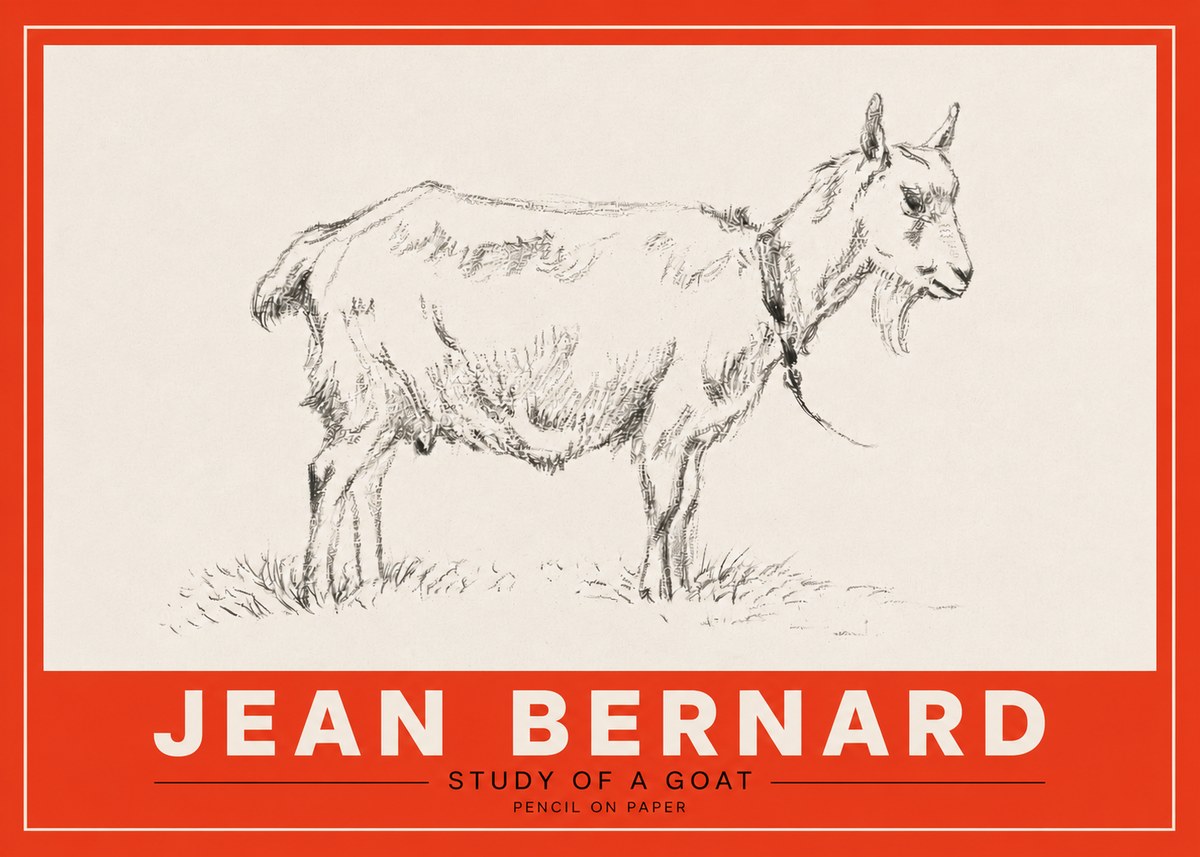 Jean Bernard Study of a Goat III No3 - Poszter