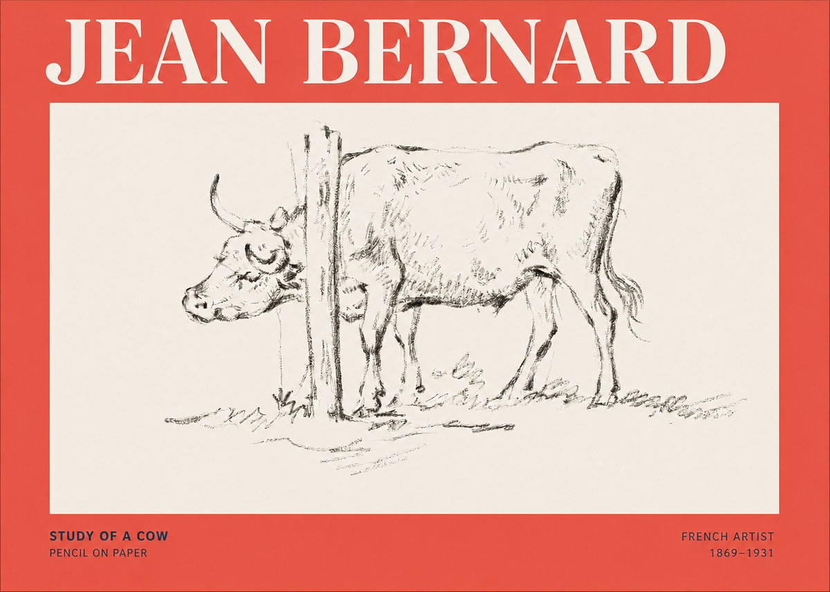 Jean Bernard Study of a Cow VII No5 - Poszter