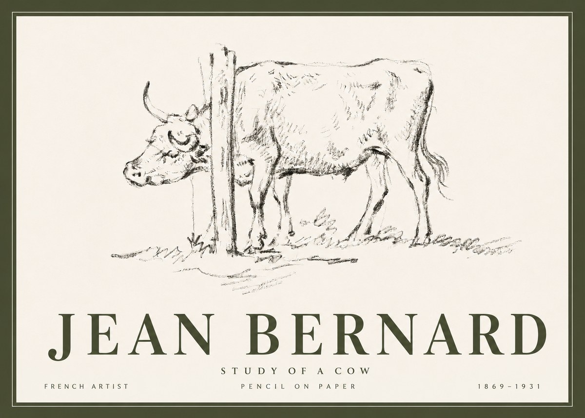 Jean Bernard Study of a Cow VII No6 - Poszter