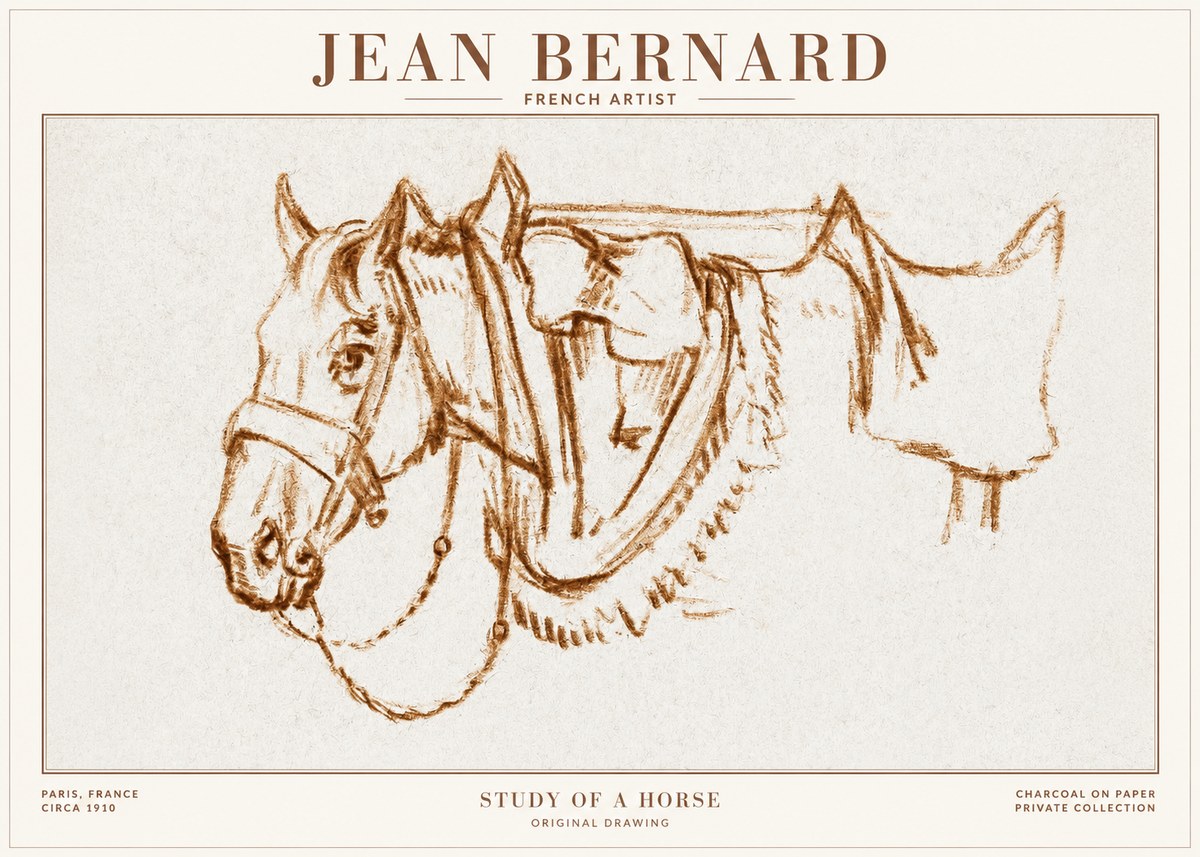 Jean Bernard Study of a Horse VII No1 - Poszter