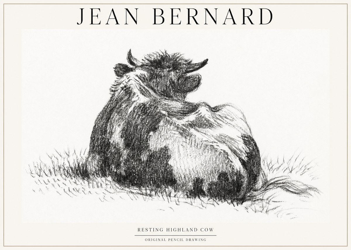 Jean Bernard Resting Highland Cow No1 - Poszter