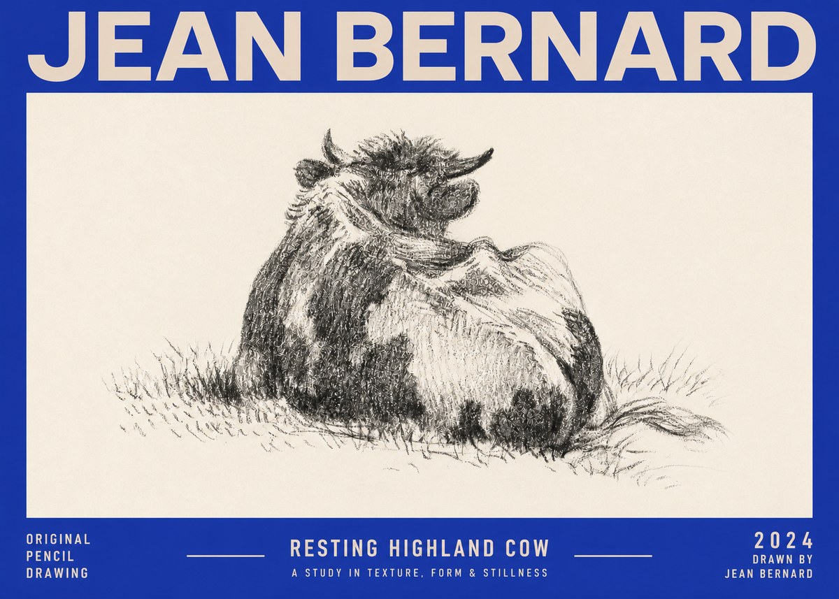 Jean Bernard Resting Highland Cow No2 - Poszter
